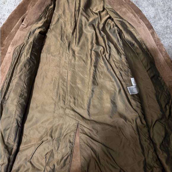 Women's Brown Suede Single-Button Trench Coat - Picture 6 of 12